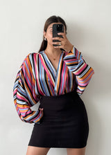 Stripes Wrap-style Bodysuit