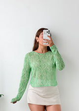 Size M-L Green Printed Mesh Top