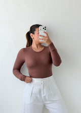 Size S Mocha Ribbed Sleeveless Bodysuit