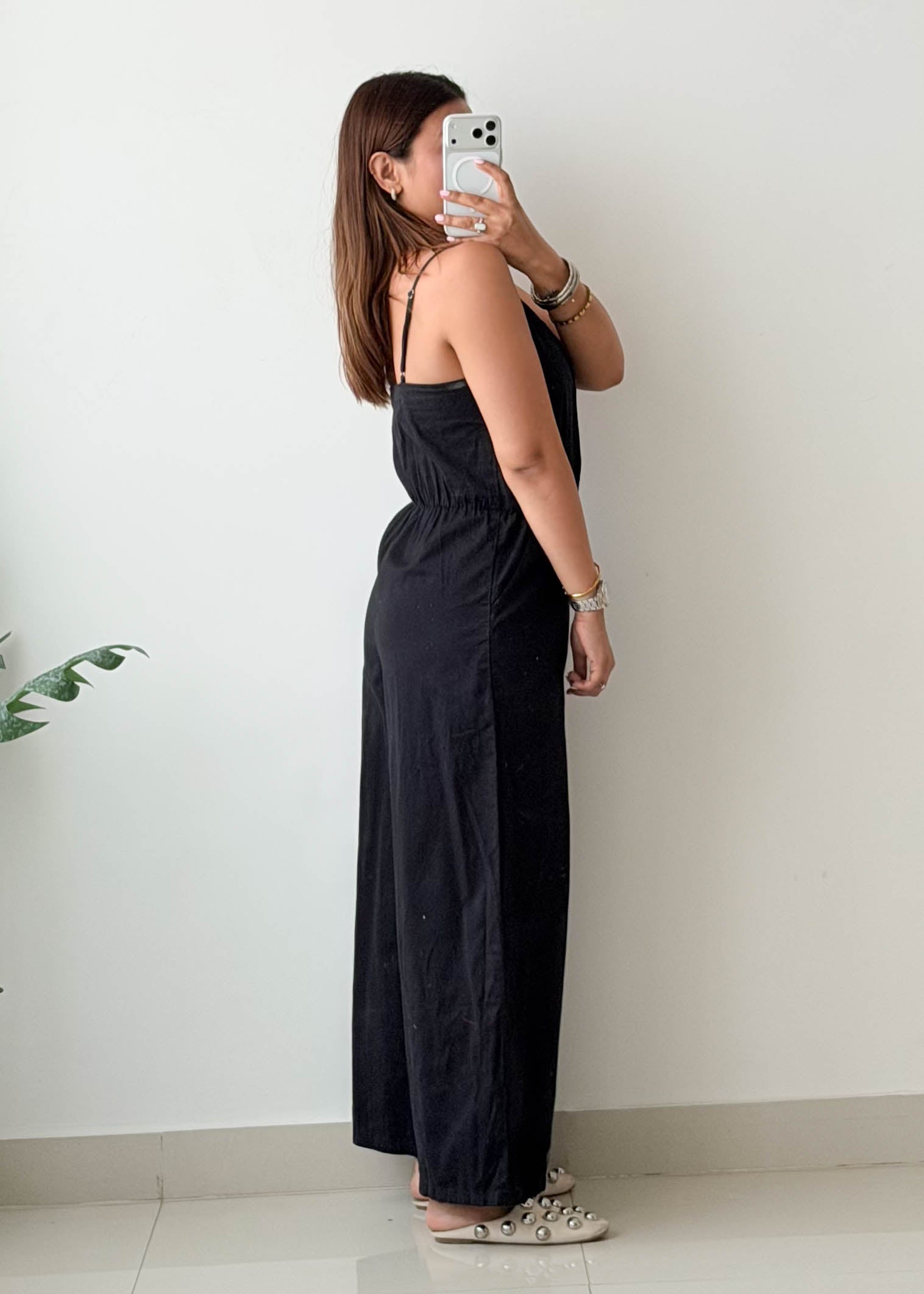 Size S Black Wide-Leg Jumpsuit
