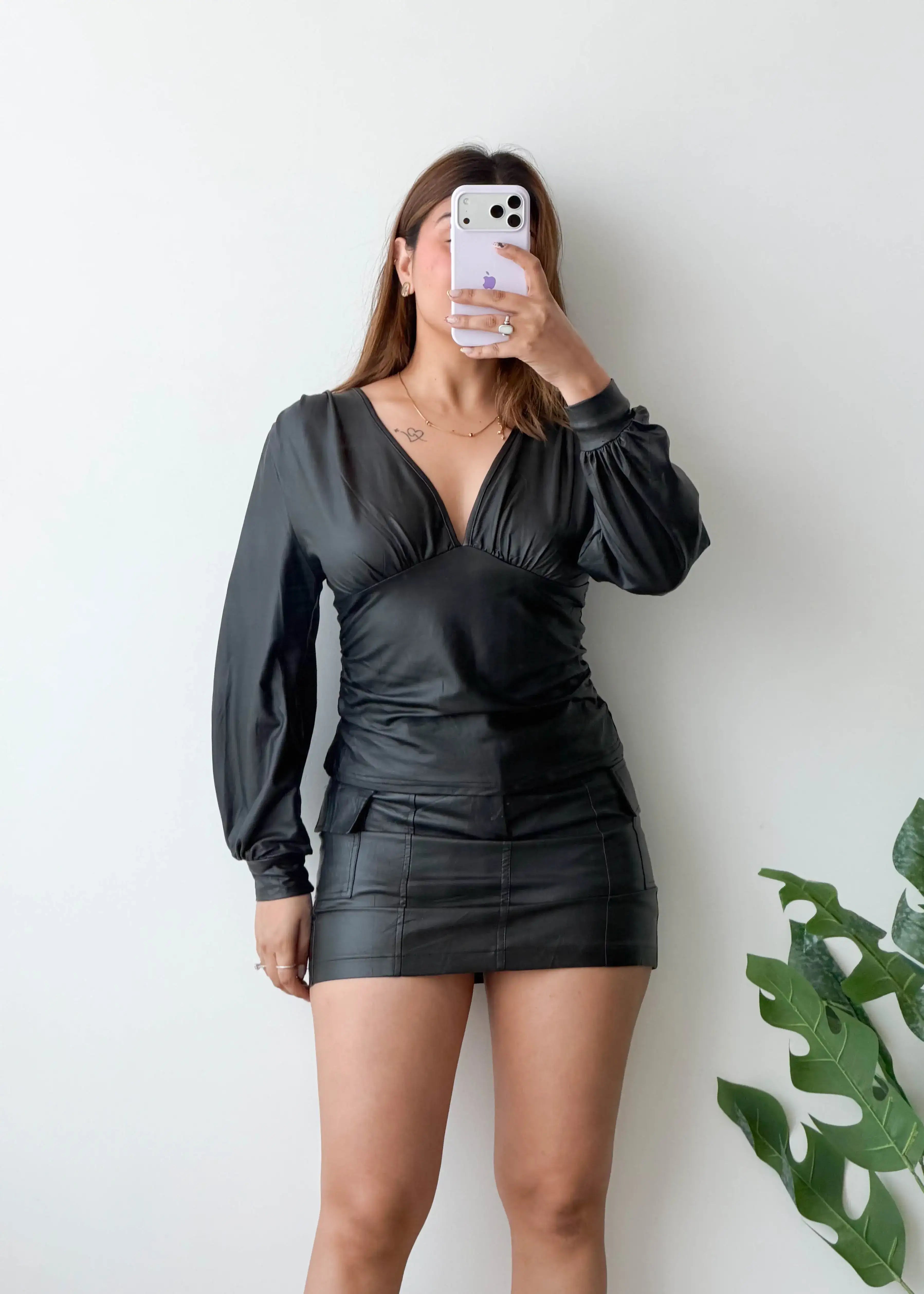Size M-L, Black Leather Top