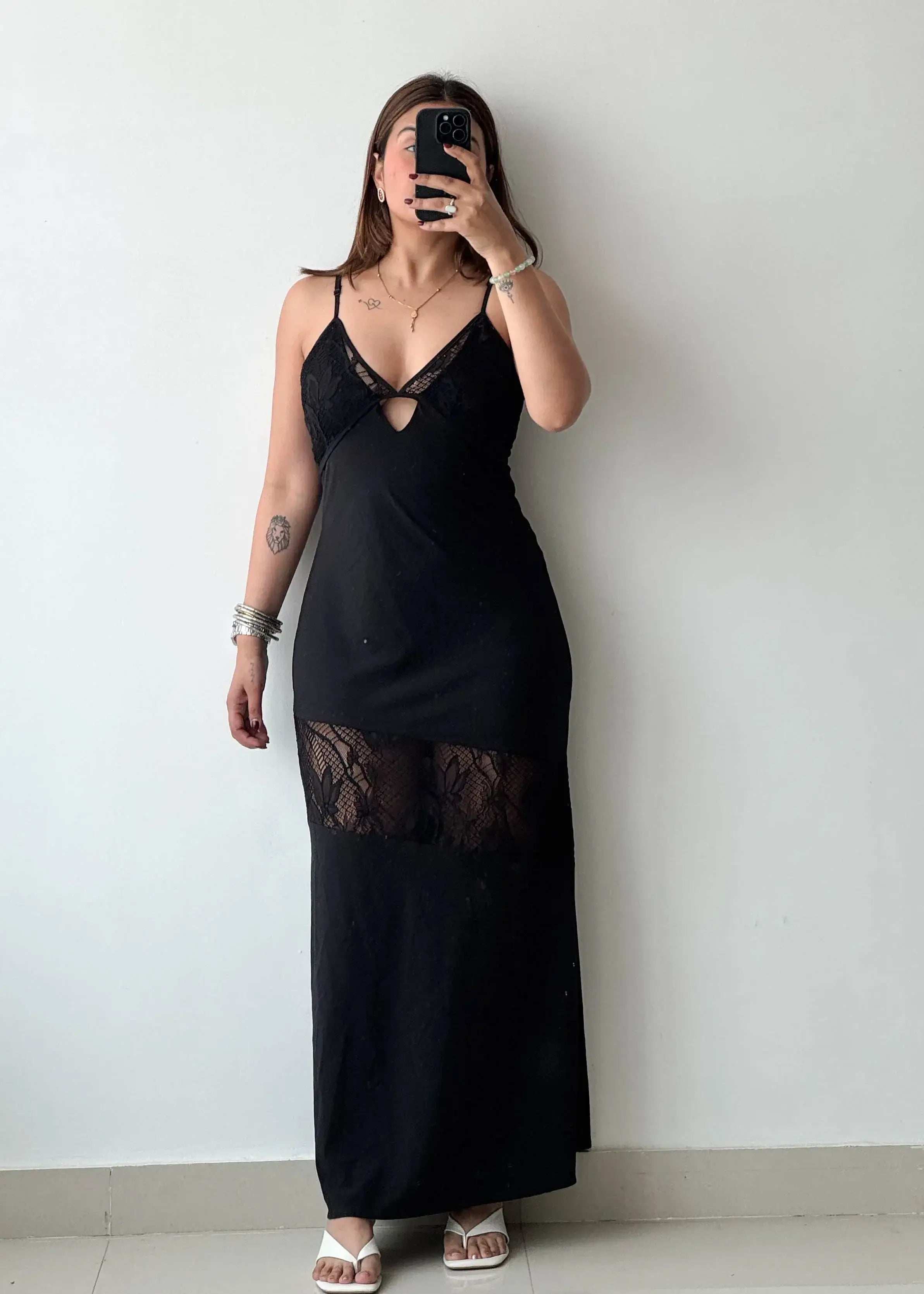 SIZE S-M, Georgette with Net Maxi Dress - Closet by Payal