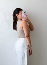 Size S-M Taupe Button Detail Bodysuit