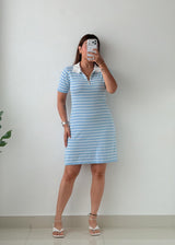 Size M-L Blue Stripe Polo Knit Mini Dress