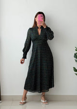 Size XS-S Black Polka Dot Midi Dress