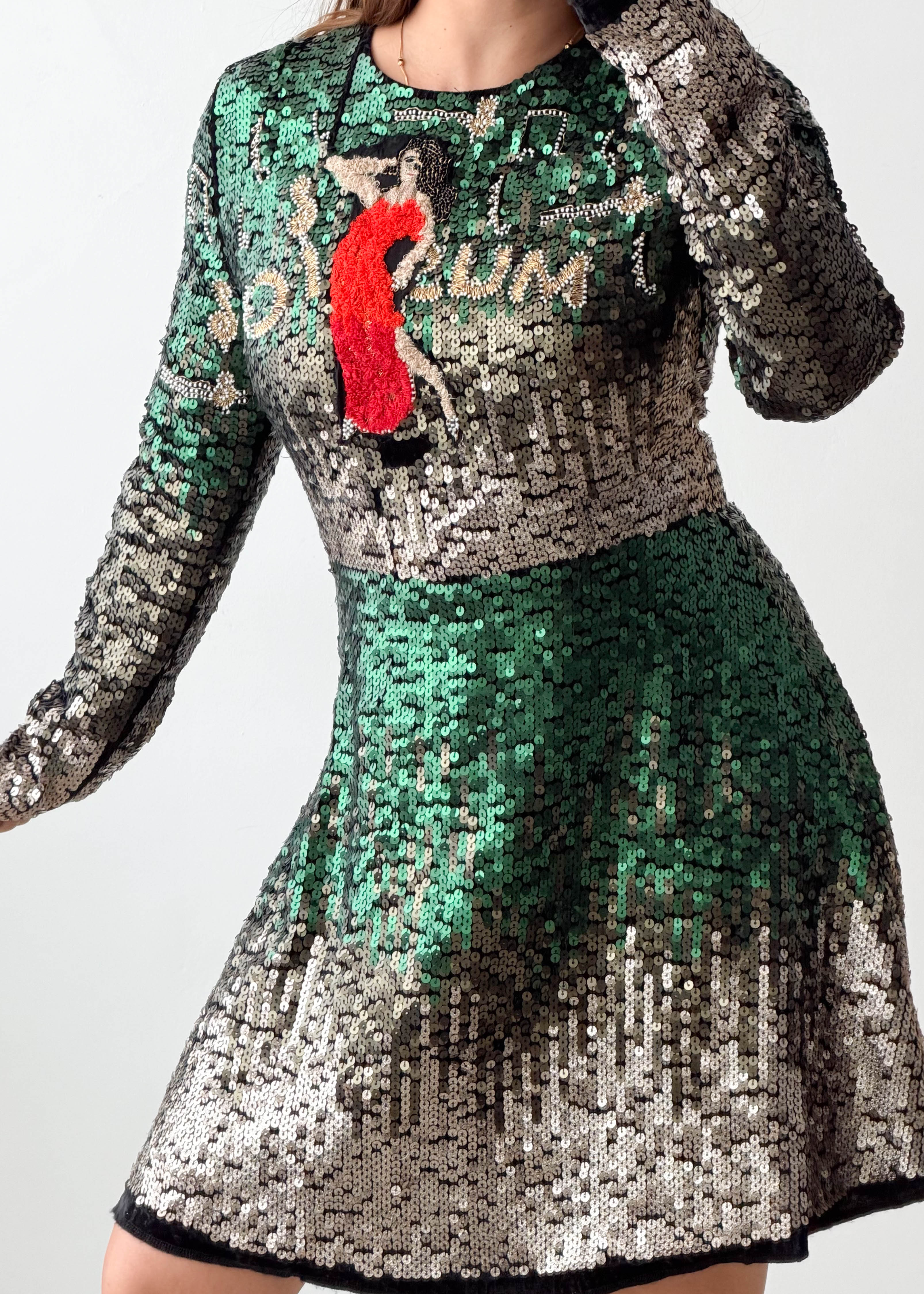 Size M Green Sequin Mini Dress