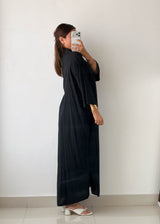 Size M-XL Black Embroidered Kaftan Dress