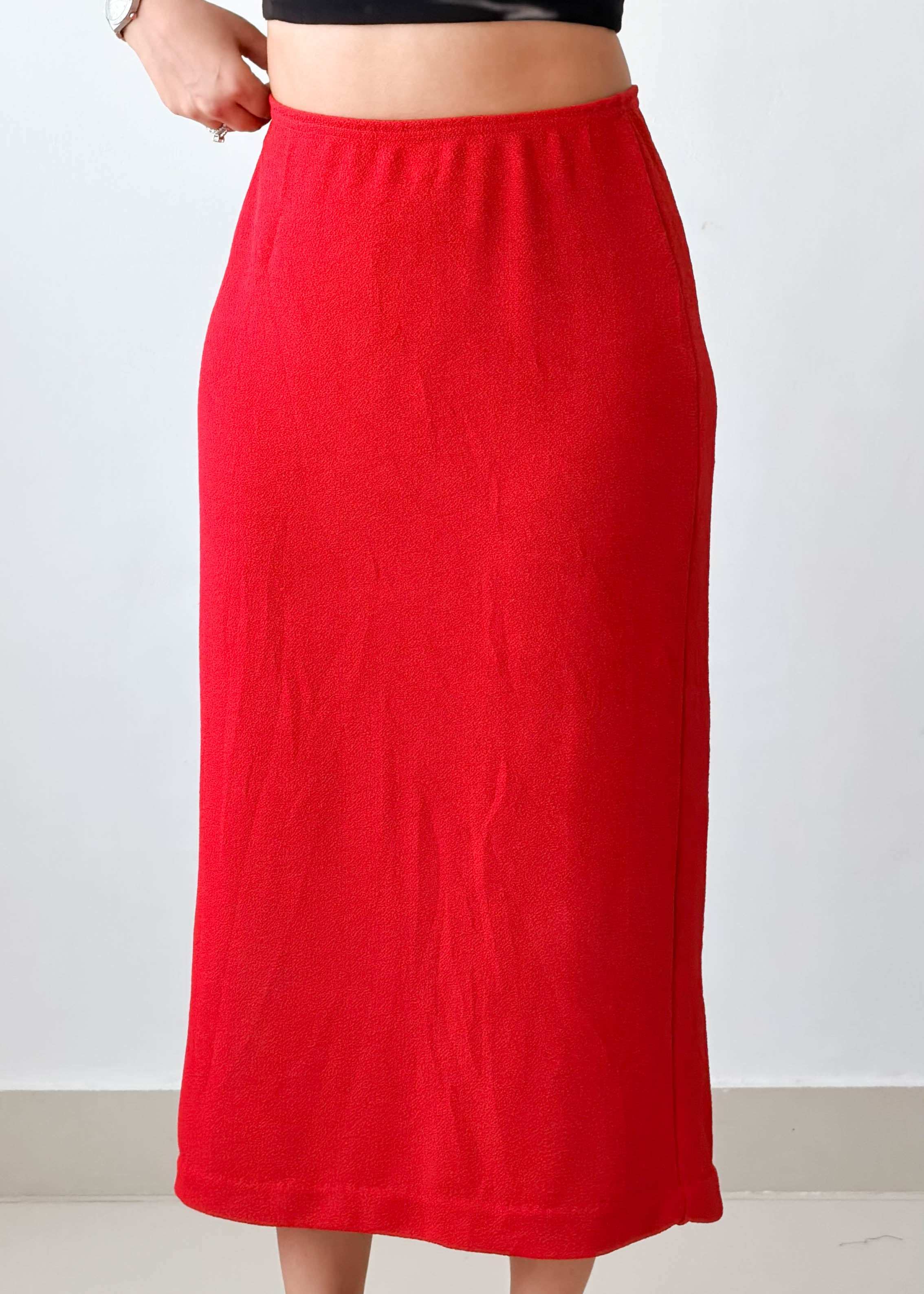 Waist 32-34 Red Midi Skirt