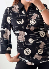 S-M Black Monogram Printed Shirt