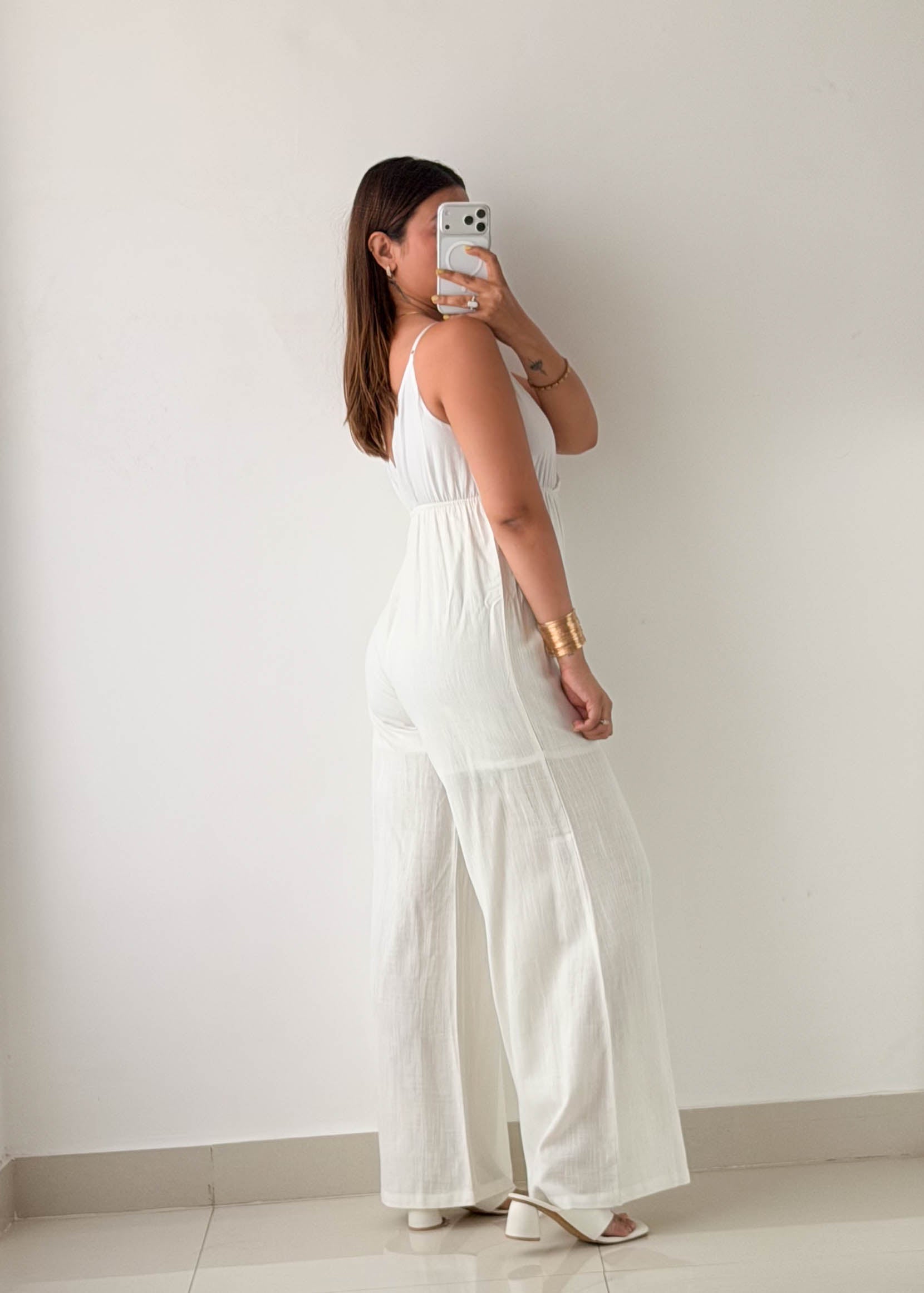 Size XS-S White Wide-Leg Jumpsuit