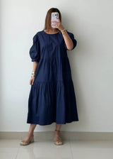 Size L-XL, Navy Tiered Midi Dress