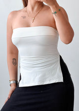 Size XS-S / M-L White Foldover Tube Top
