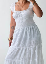 Size S & M White Smocked Maxi Dress