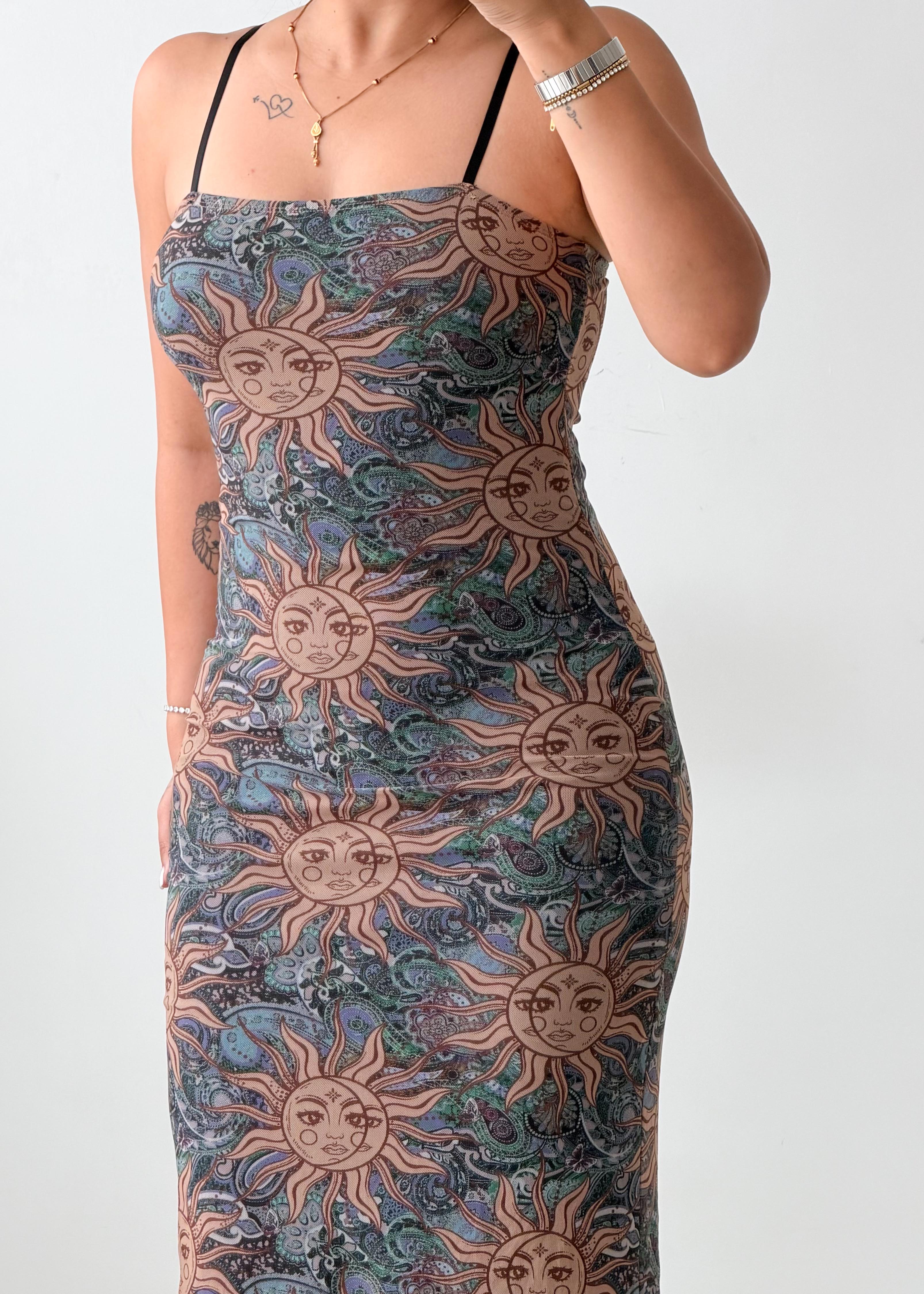 Size S-M Printed Bodycon Midi Dress
