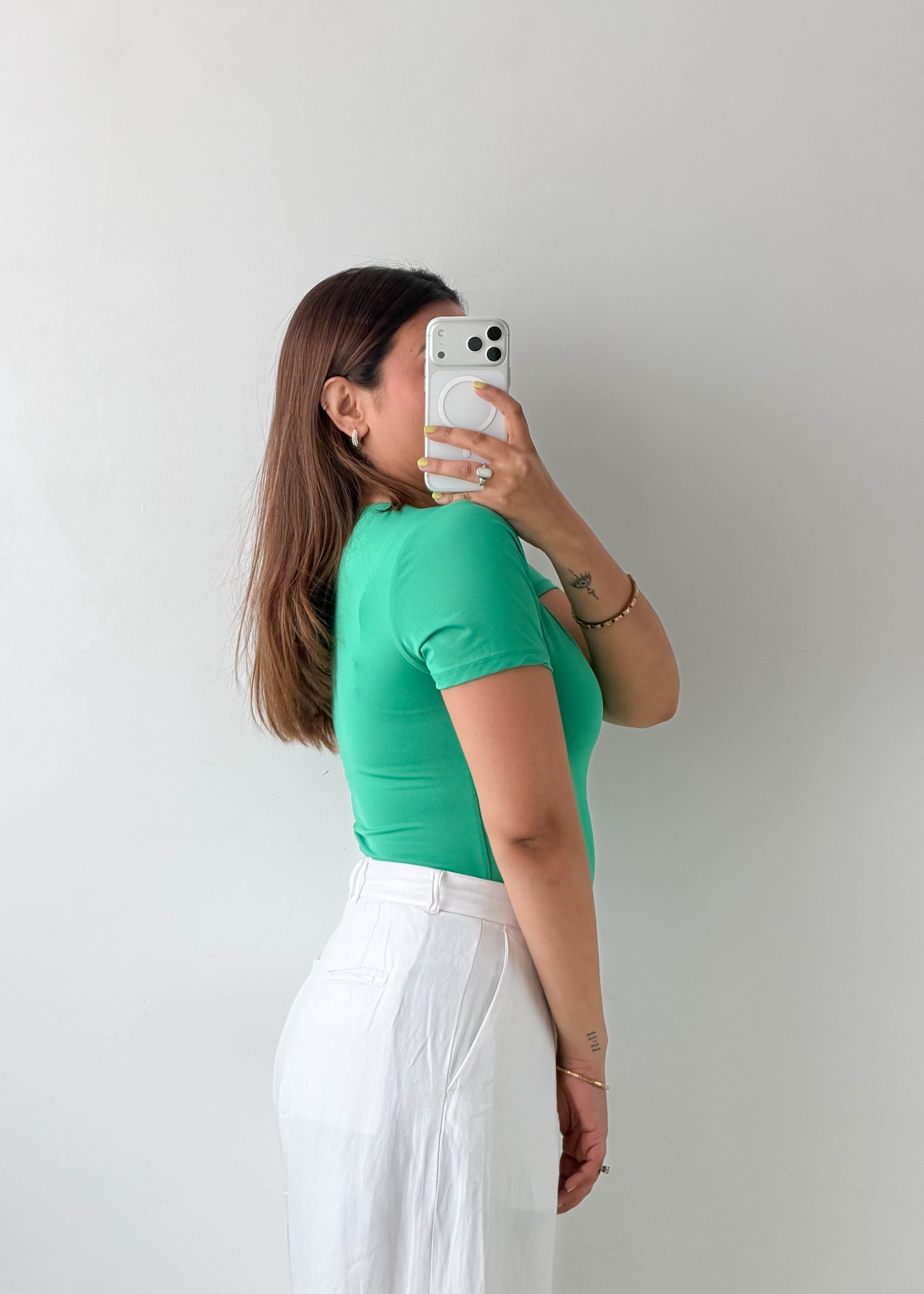 Size L Emerald Green Crew Neck Bodysuit