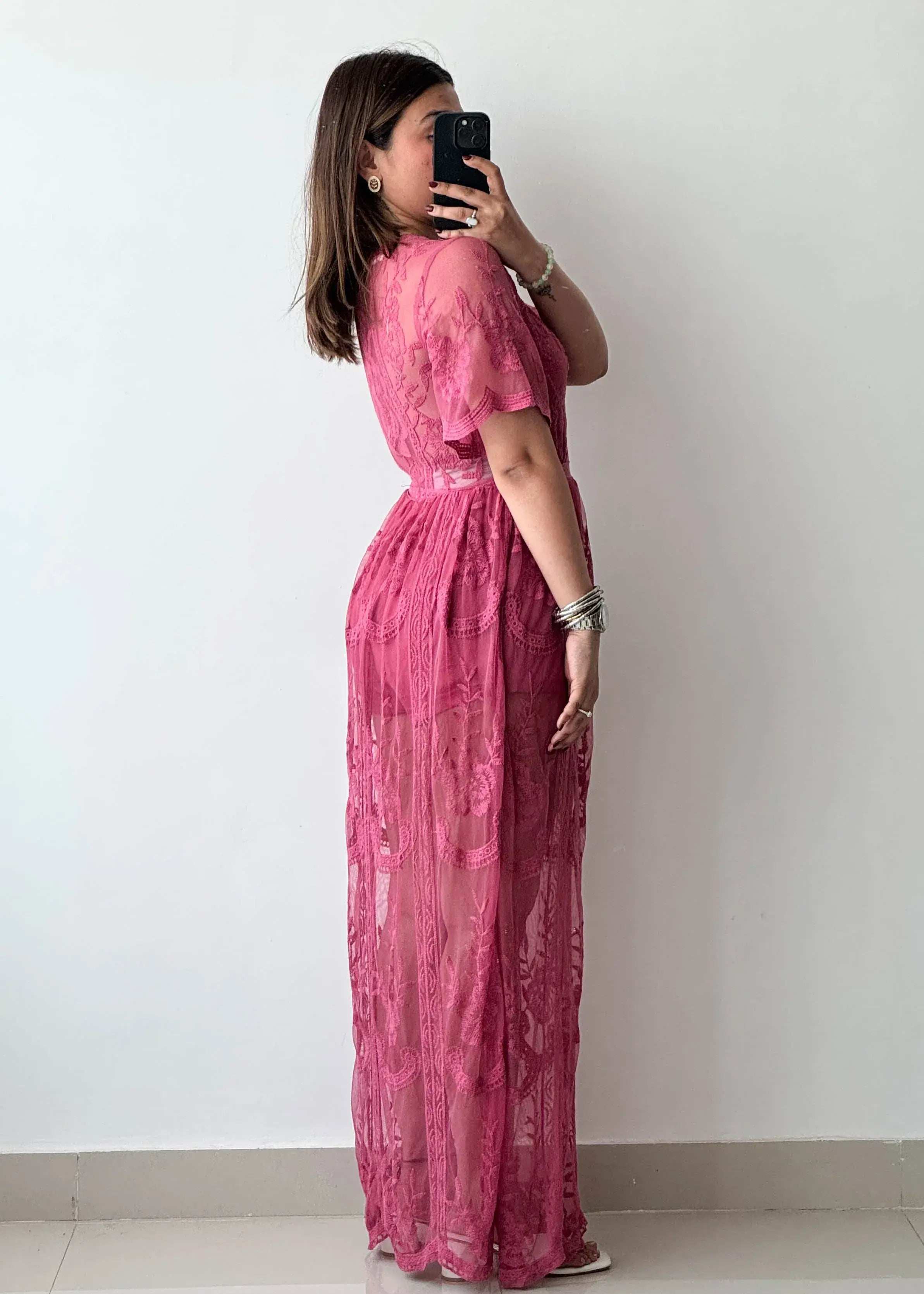 SIZE XS-S, Soft Mesh Maxi Dress with lining inside - Closet by Payal