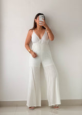 Size XS-S White Wide-Leg Jumpsuit