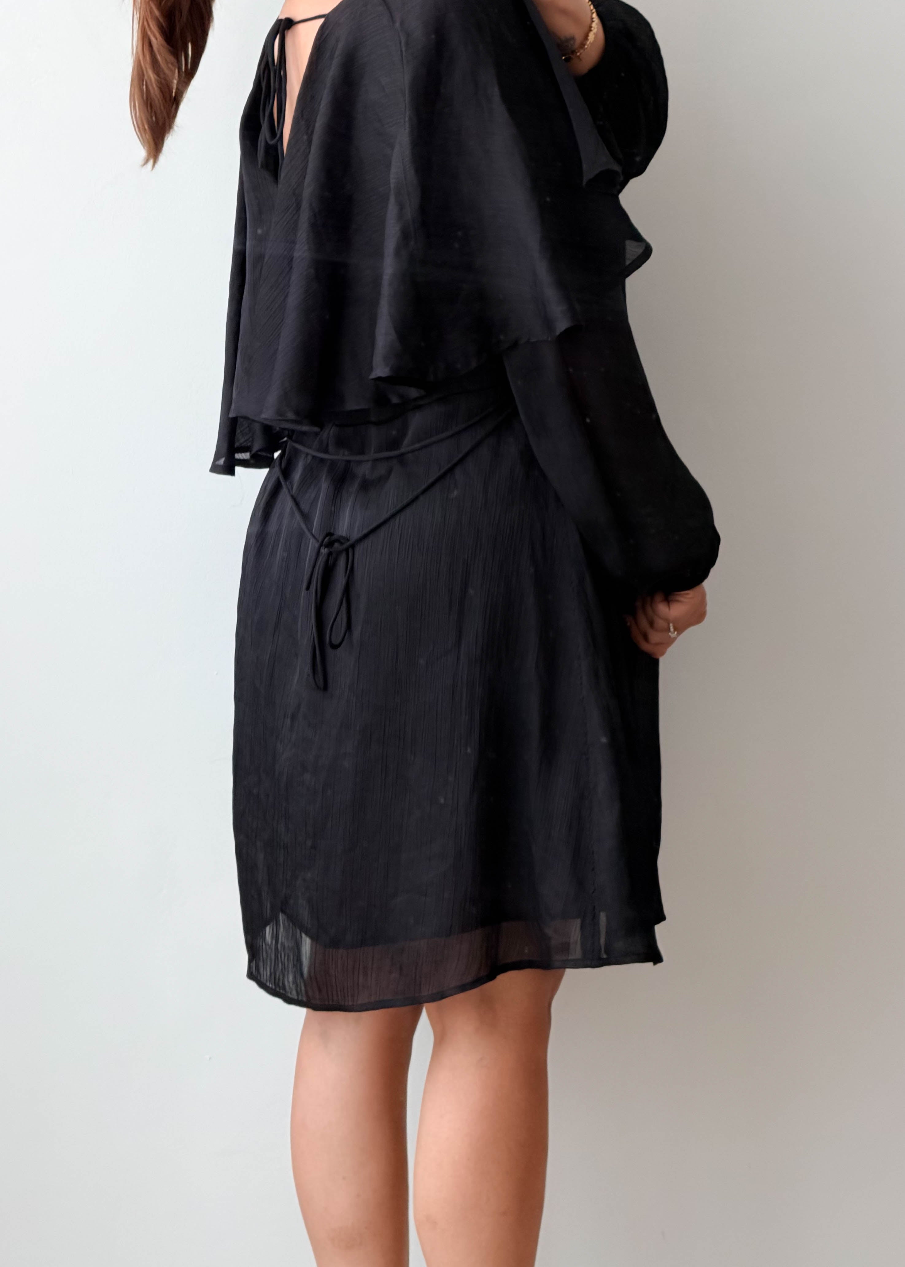 Size XL Black Sheer Sleeve Mini Dress