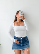 Size XS-S White Square Neck Top