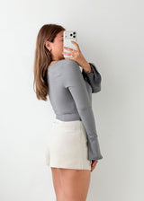 Size M-L Grey Layered Neck Top