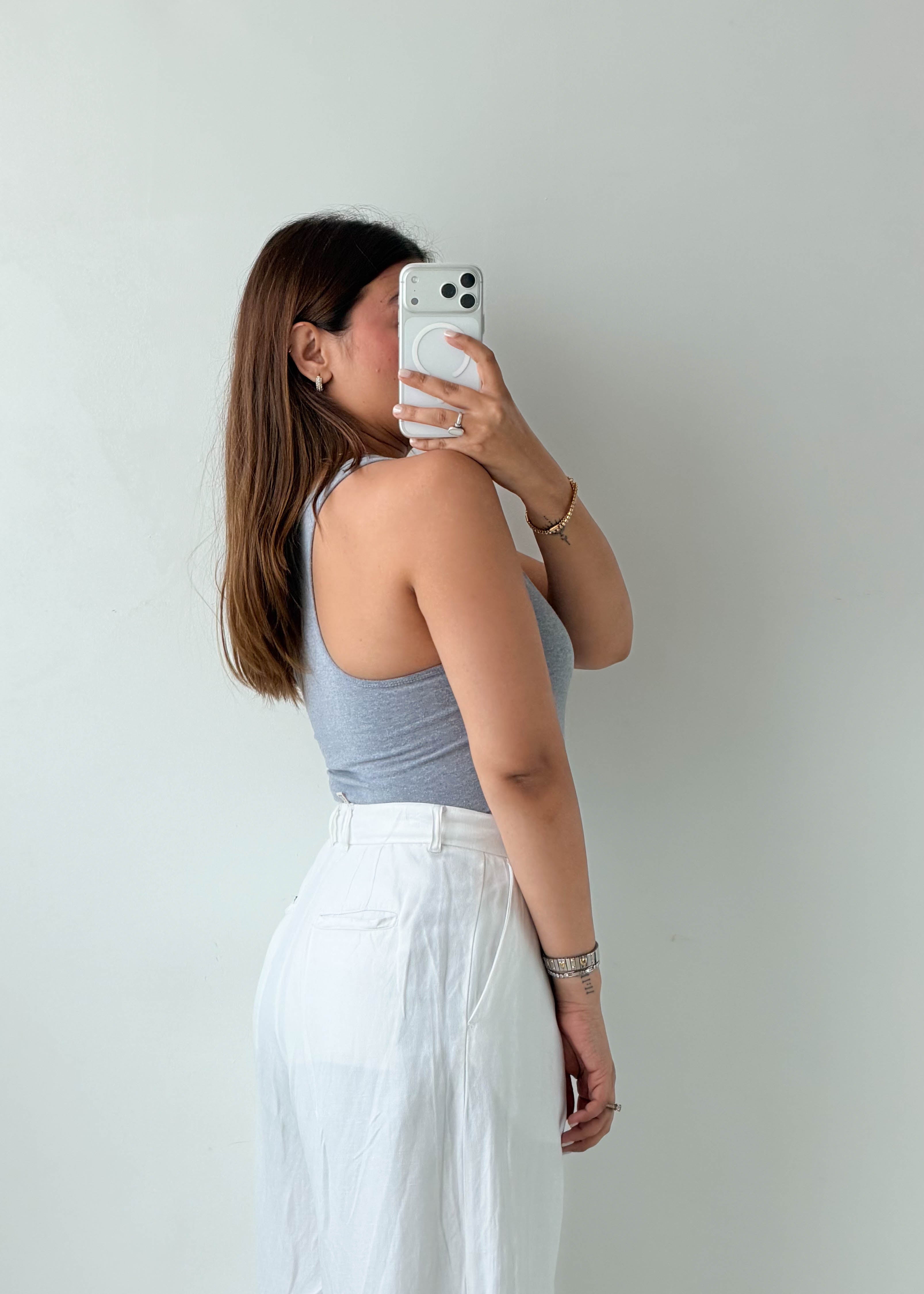 Size XS-S Grey Scoop Neck Bodysuit