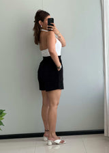 Waist : 26-28, Black Corduroy High waisted Shorts - Closet by Payal
