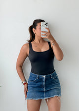 Size XS-S Black Square Neck Bodysuit