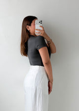 Size M-L Charcoal Crew Neck Bodysuit