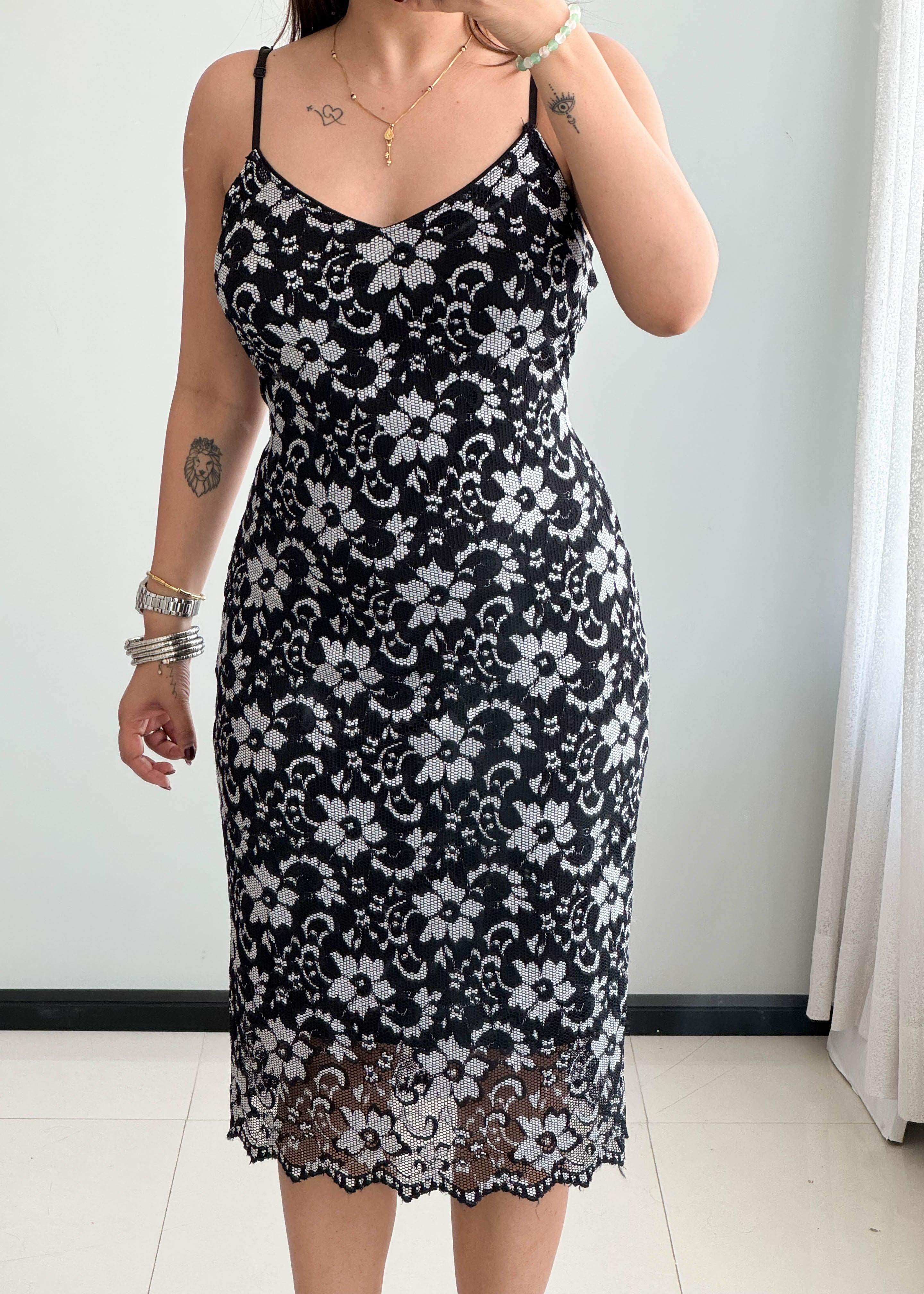 SIZE M-L, Printed Mesh Bodycon Dress - Closet by Payal