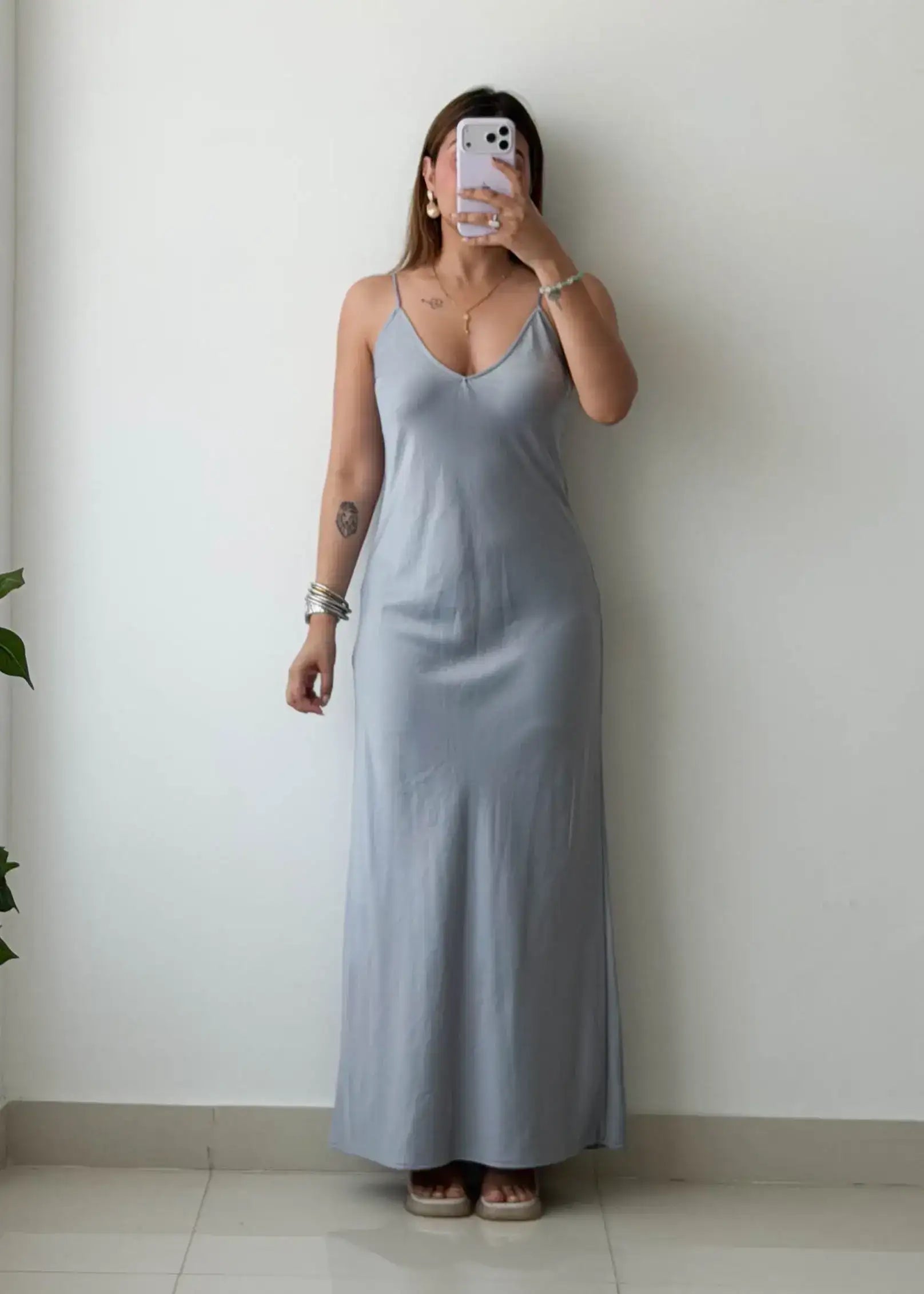 Size XS-S, Grey Bodycon Maxi Dress