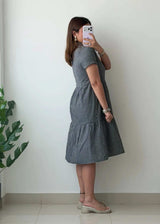 Size XS-S, Black & White Check Tiered Dress
