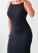 Size XS-S Black High Neck Knit Maxi Dress