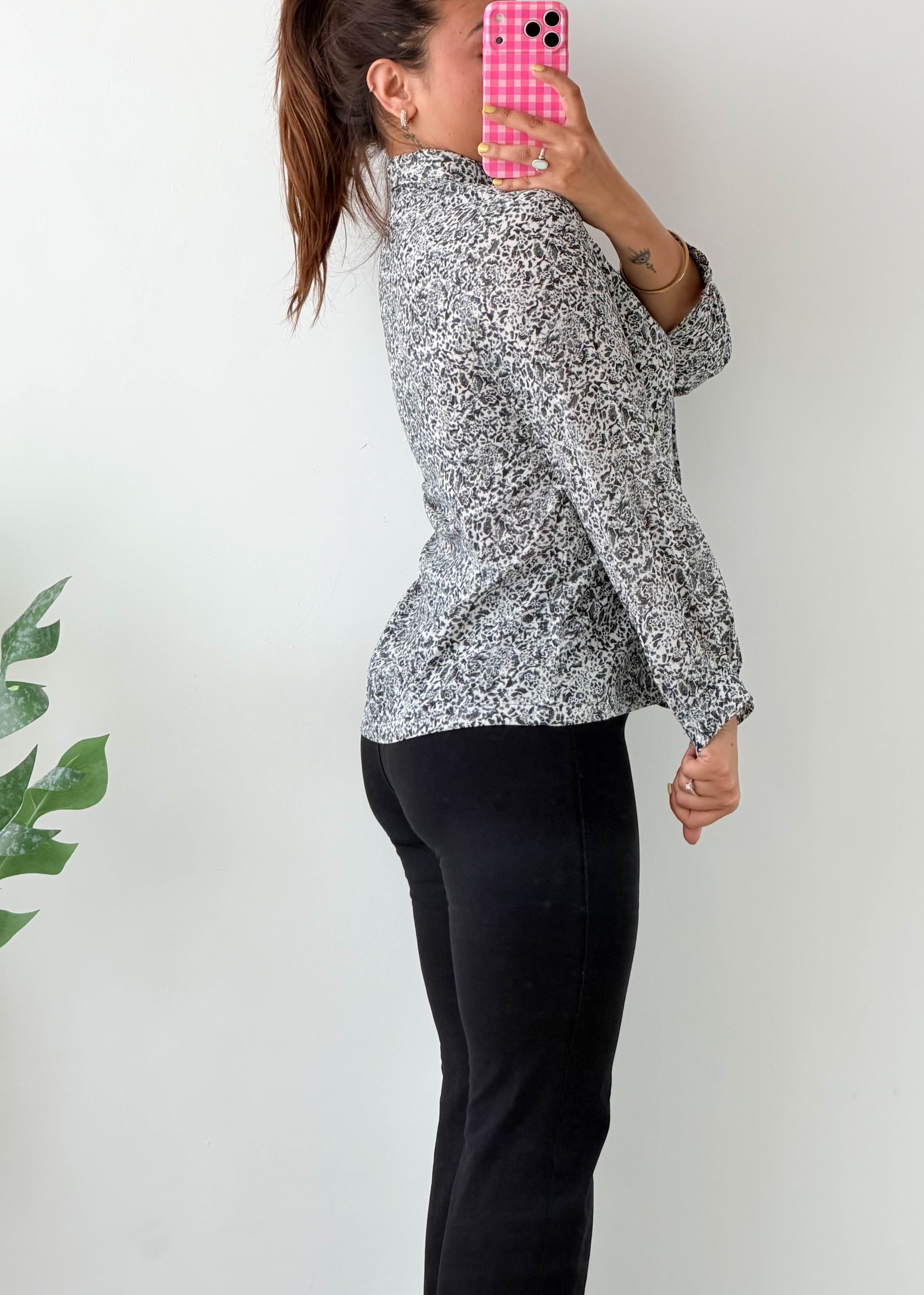 Size XS-S Black Floral Shirt
