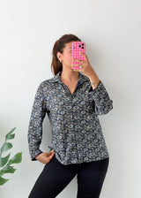 Size S-M Navy Floral Shirt