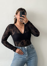 V-Neck Lace Bodysuit