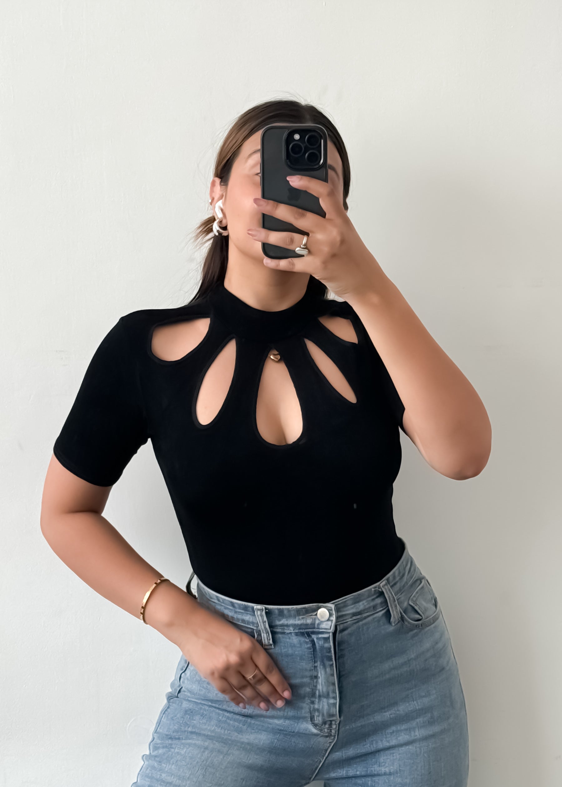 Black Cut-out Bodysuit