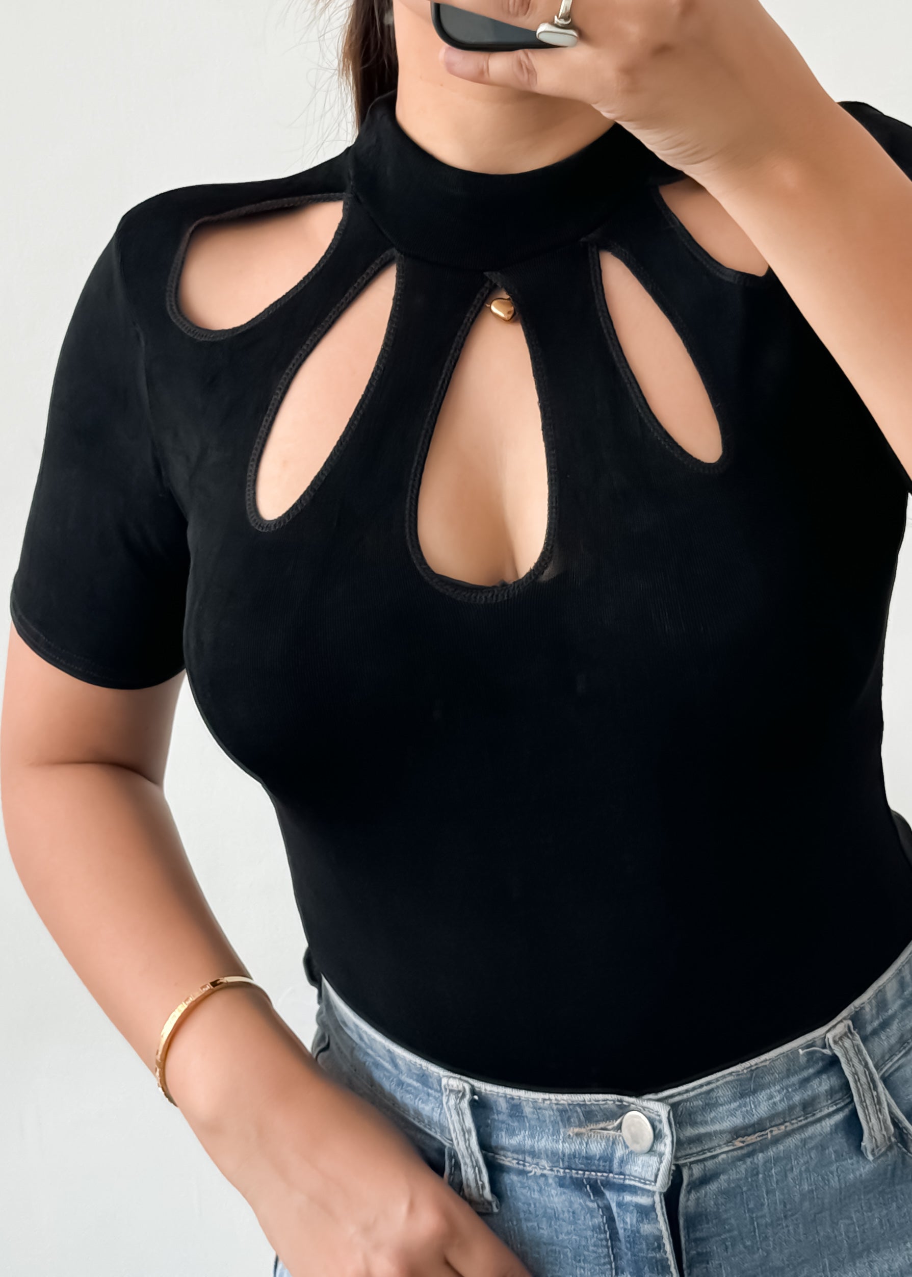 Black Cut-out Bodysuit