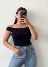 Black Off Shoulder Bodysuit