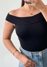 Black Off Shoulder Bodysuit