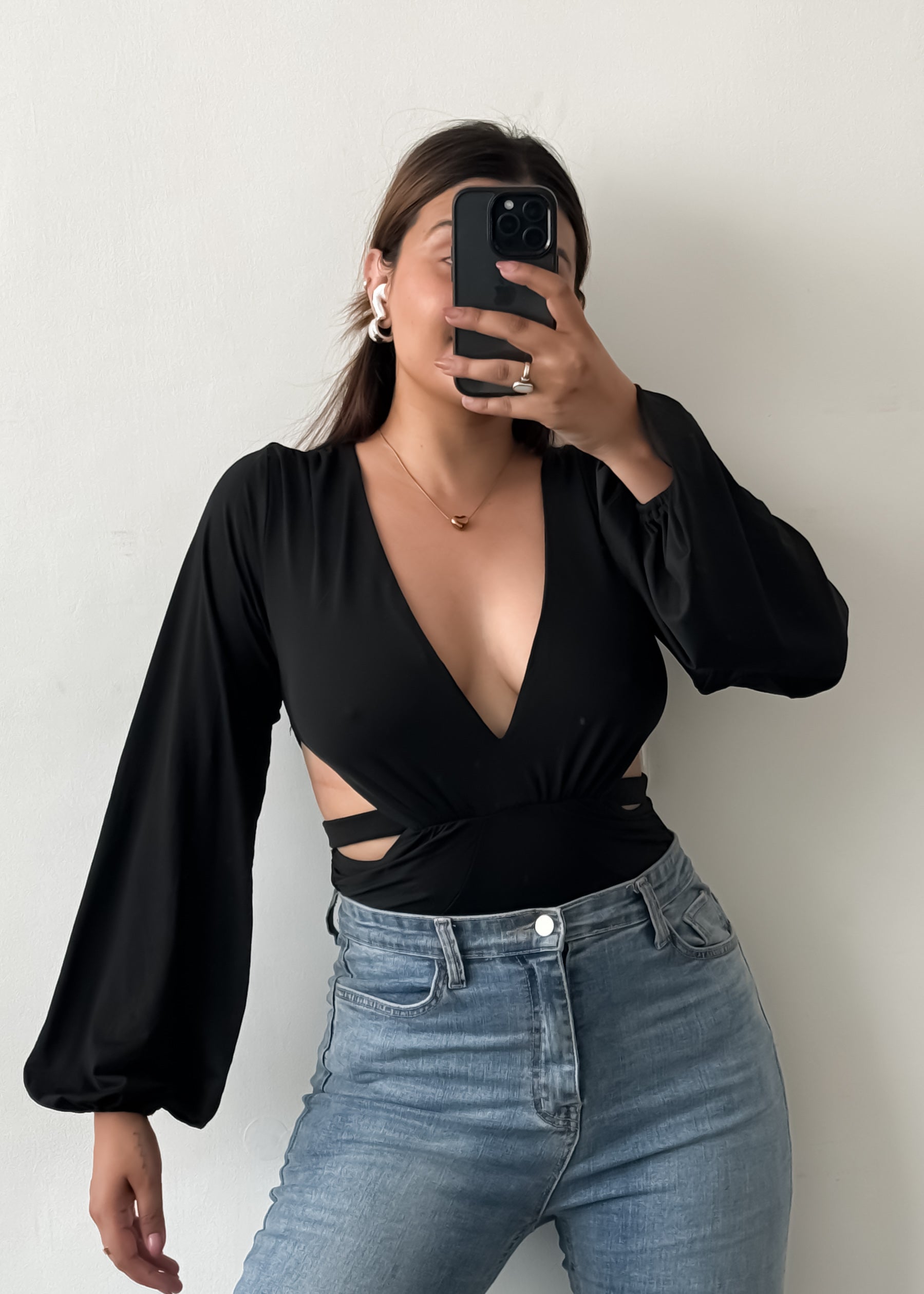 Black Cut-out Bodysuit