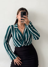 Turquoise Green Striped Bodysuit