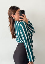 Turquoise Green Striped Bodysuit