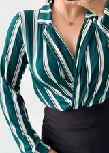 Turquoise Green Striped Bodysuit