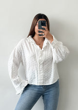 White Chikankari Frill Top