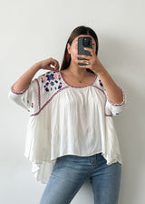 White Embroidered Top