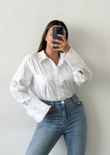 White Cotton Frill Top