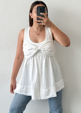 White Cotton Bow Top