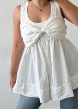 White Cotton Bow Top