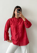 Red Chikankari Top