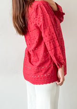 Red Chikankari Top